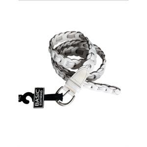 NWT Basic Editions White Braided Genuine Leather Belt Adjustable Size XL